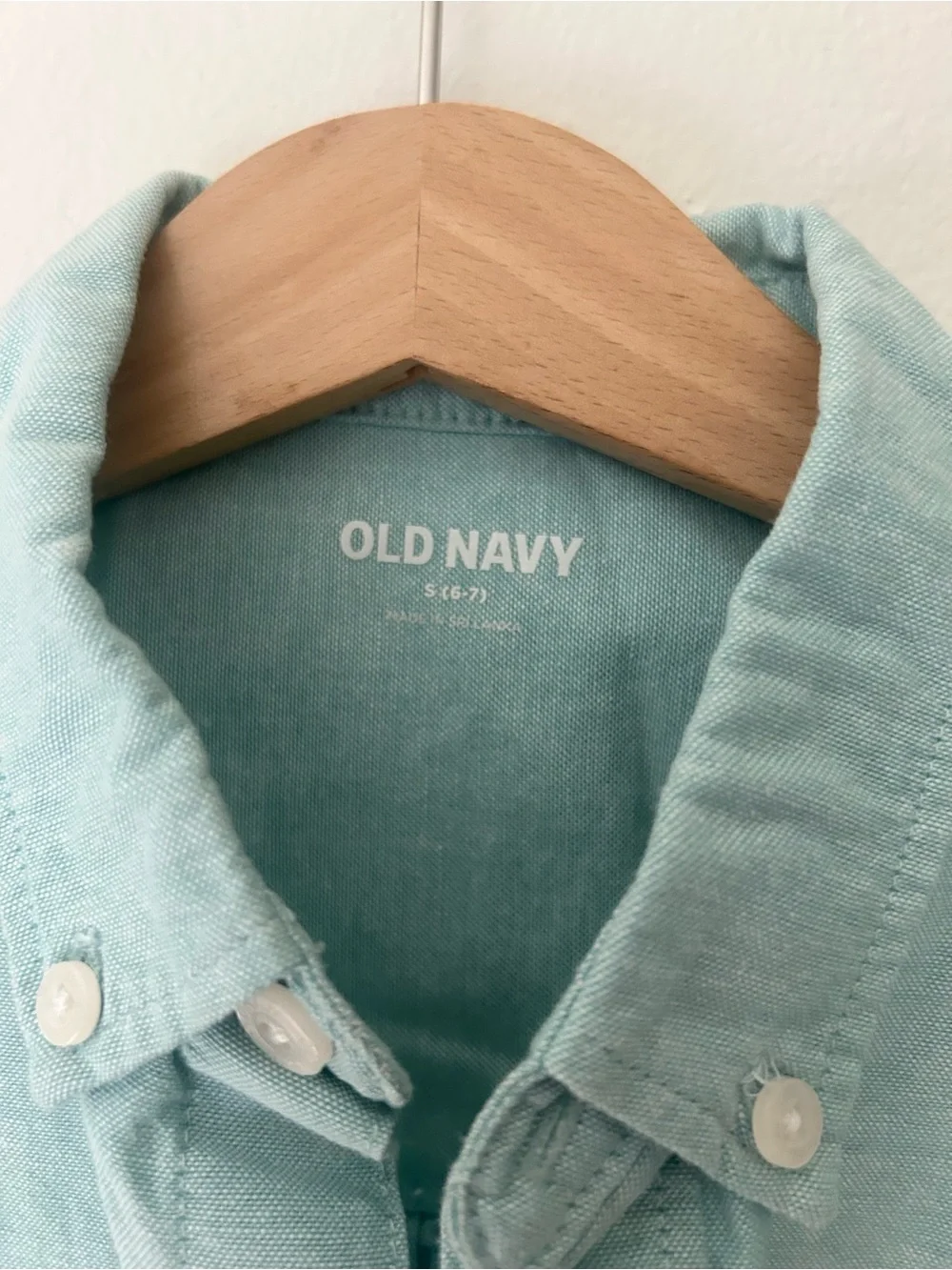 Old Navy Boys Small 6–7 Light Aqua Short Sleeve Button Down Cotton Shirt